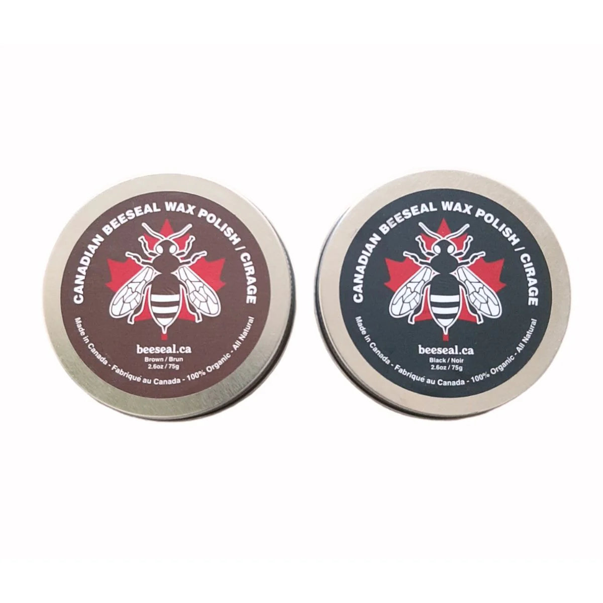 Canadian Beeseal Pack of 2 Shoe Polishes, 1 Brown 75g and 1 Black 75g